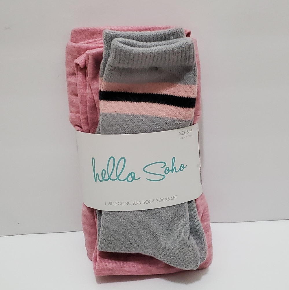 Hello Soho Pink Legging & Sock Set